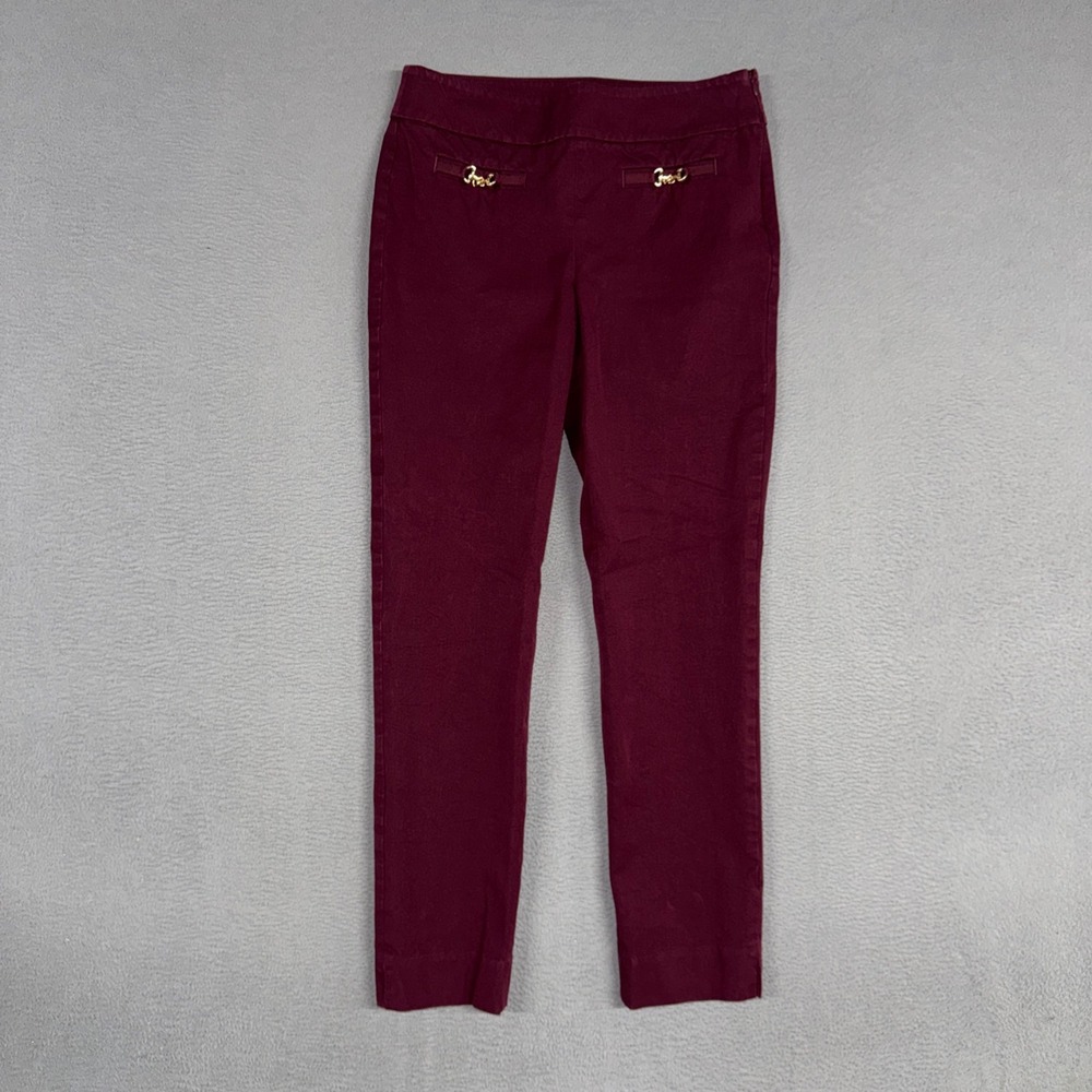 Talbots Pants Womens 4 Burgundy Chatham Ankle Classic Gold Horsebit Side Zip
